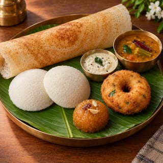 2 idli + 1 vada + 1 dosa + 1 sweet