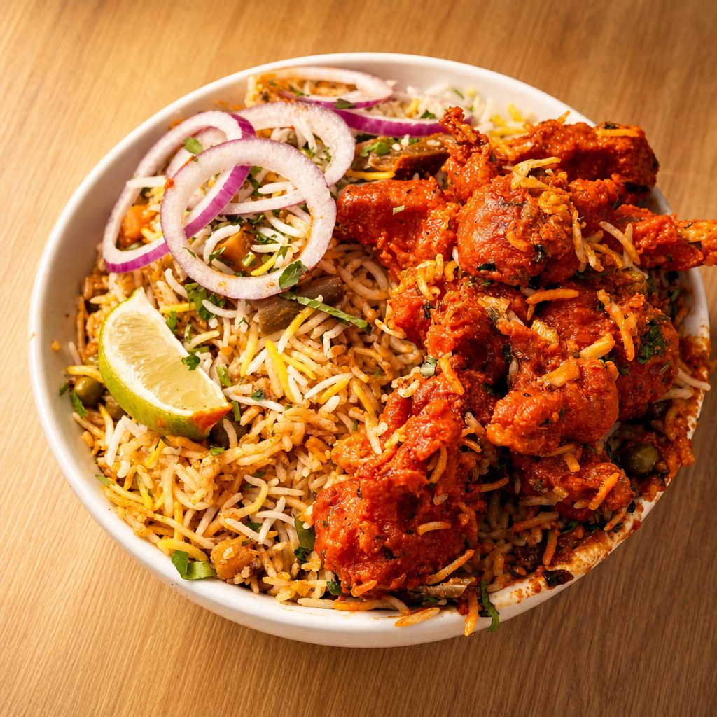 Hyderabadi Fish 65 Biryani.