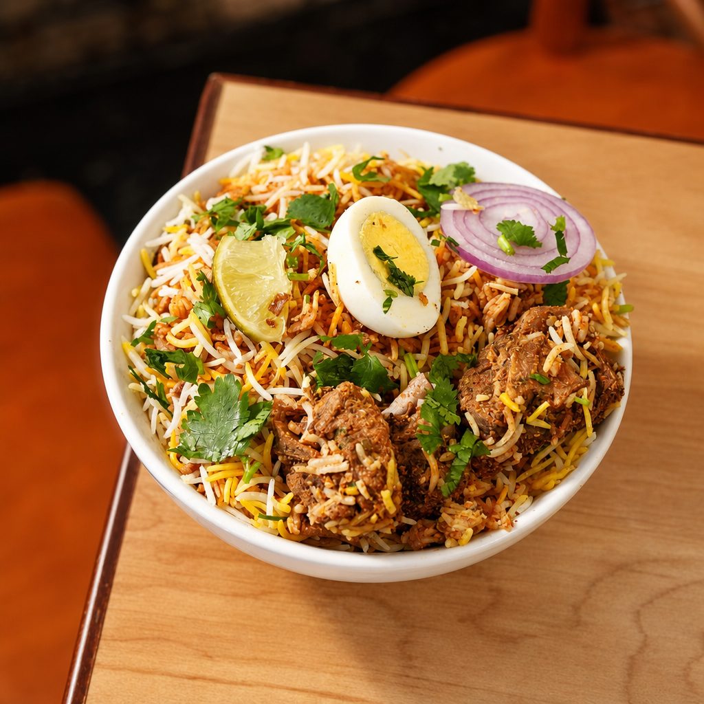 Hyderabadi Goat Chukka Biryani.