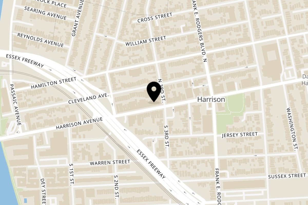 Map showing the location of La Sangam Caffe on 234 Harrison Ave in Harrison